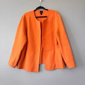 Eileen Fisher 1X Wool Blend Peach Orange Collarless Jacket